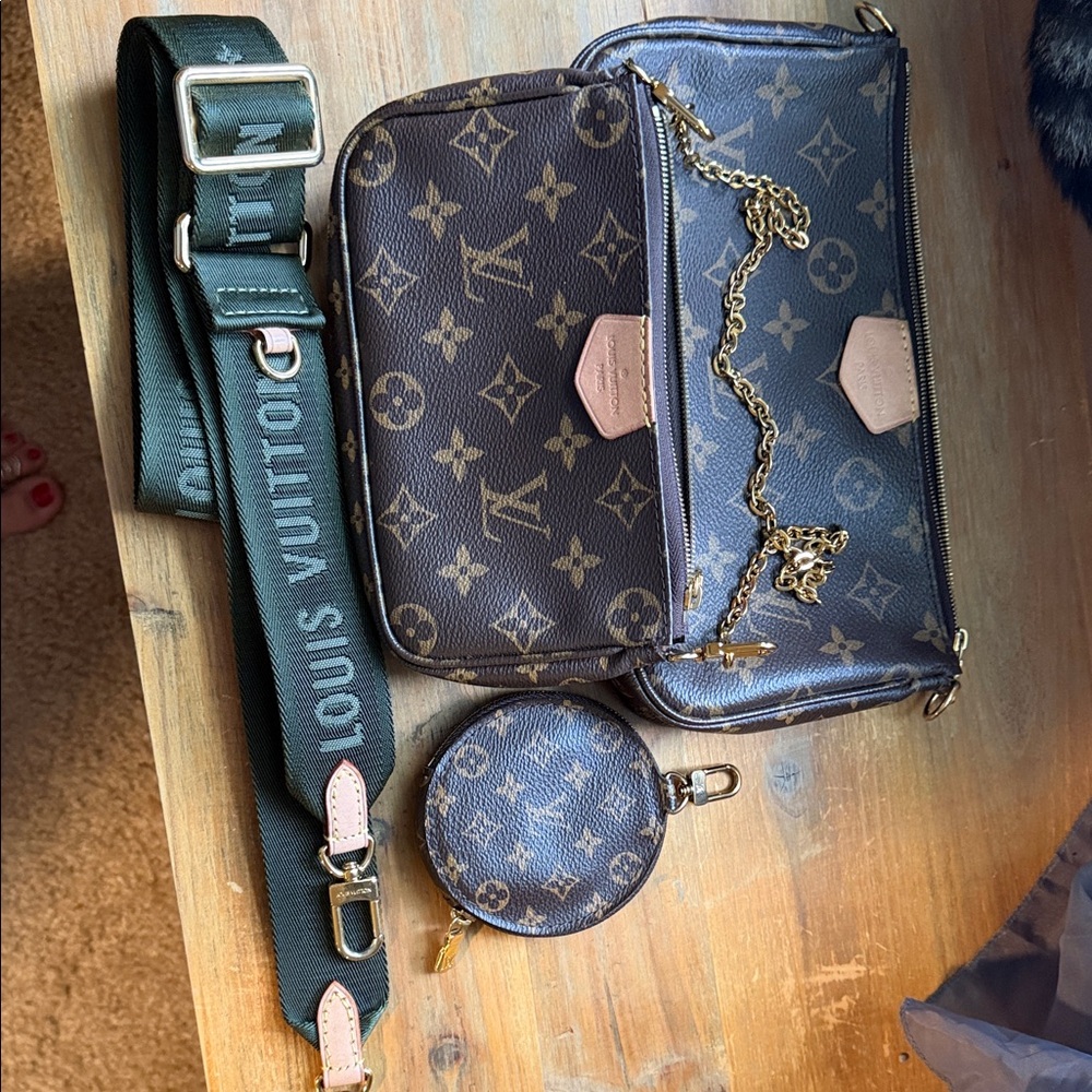 Louis Vuitton Monogram Bag with Green Strap